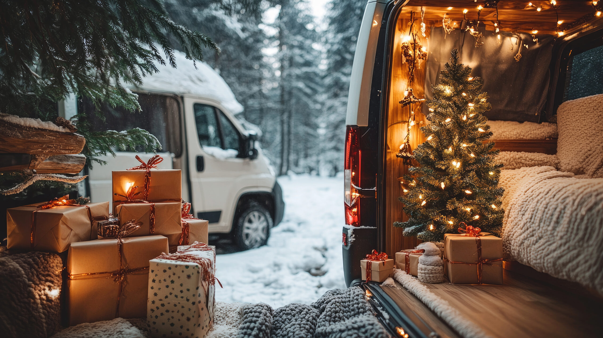 motorhome set up at christmas